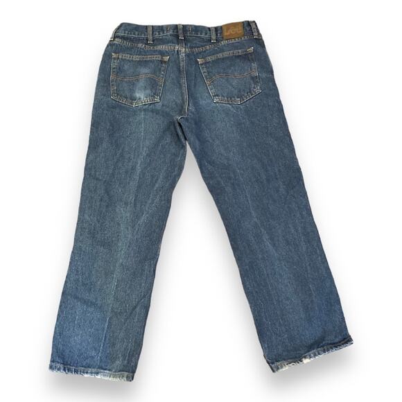 Mens Lee Blue Cotton Denim Boot Cut Regular Fit Work Utility Jeans Size 38x30 - Picture 2 of 16